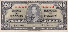 Canada, 20 Dollars, 1937, VF, p62b