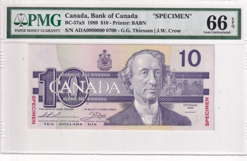 Canada, 10 Dollars, 1989, VF, p96as, SPECIMEN

PMG 66 EPQ

Estimate: USD 250...