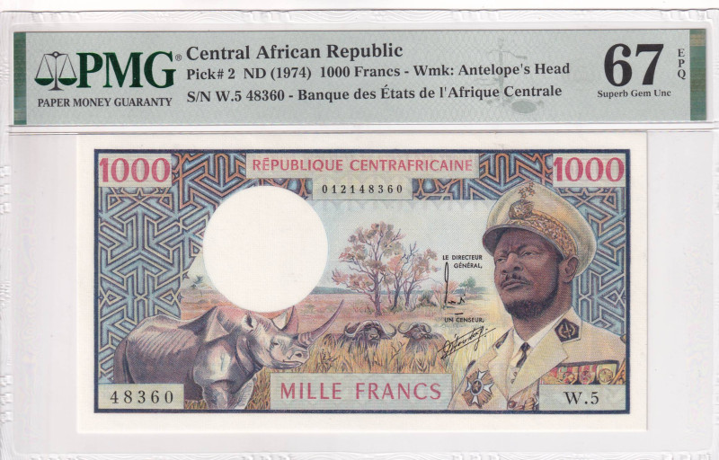 Central African States, 1.000 Francs, 1974, UNC, p2

PMG 67 EPQ, High conditio...