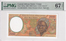 Central African States, 2.000 Francs, 2000, UNC, p103Cg