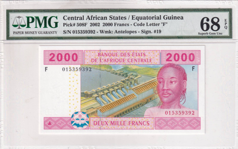 Central African States, 2.000 Francs, 2002, UNC, p508F

PMG 68 EPQ, High Condi...