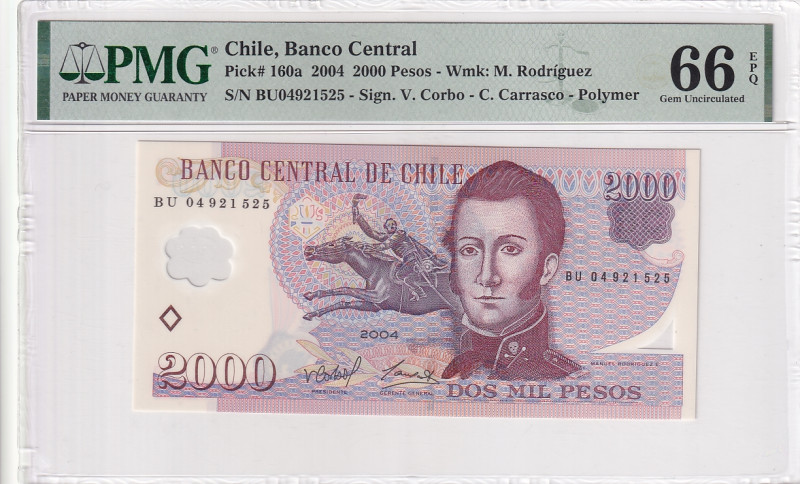 Chile, 2.000 Pesos, 2004, UNC, p160a

PMG 66 EPQ

Estimate: USD 25-50