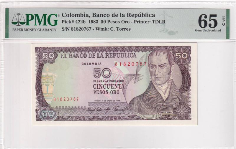 Colombia, 50 Pesos, 1983, UNC, p422b

PMG 65 EPQ

Estimate: USD 25-50