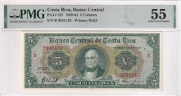 Costa Rica, 5 Colones, 1958/1962, AUNC, p227