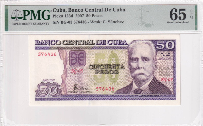 Cuba, 50 Pesos, 2007, UNC, p123d

PMG 65 EPQ

Estimate: USD 30-60