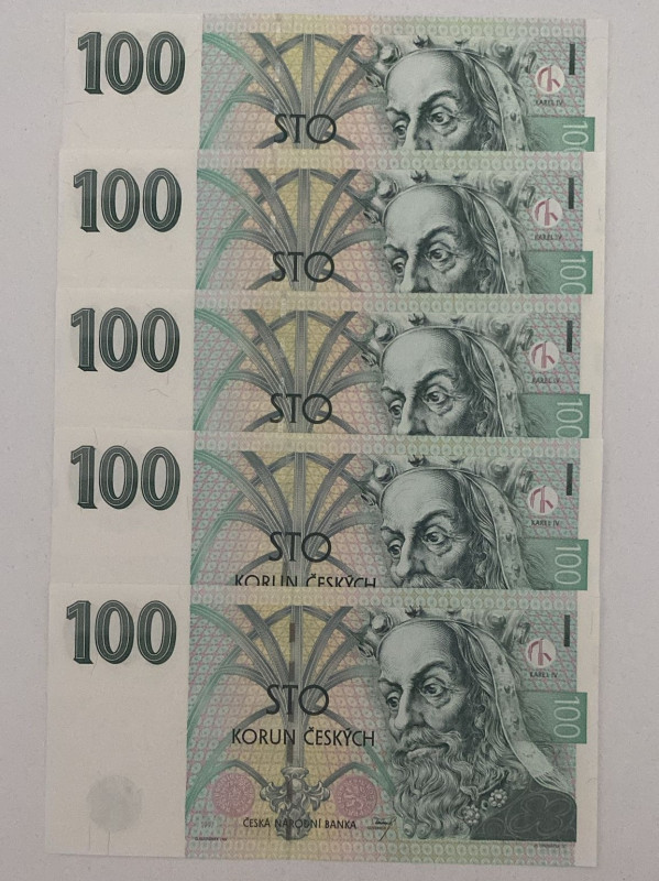 Czech Republic, 100 Korun, 1997, UNC, p18, (Total 5 banknotes)

Estimate: USD ...