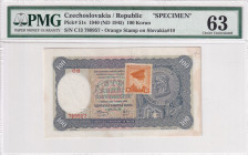 Czechoslovakia, 100 Korun, 1945, UNC, p51s, SPECIMEN