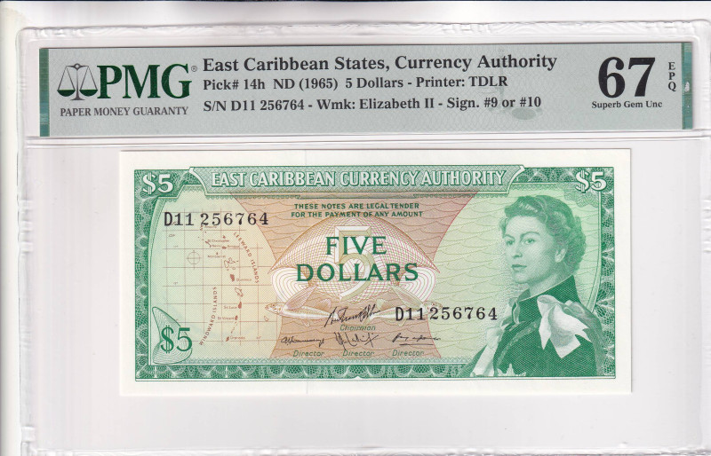 East Caribbean States, 5 Dollars, 1965, UNC, p14h

PMG 67 EPQ, High condition ...