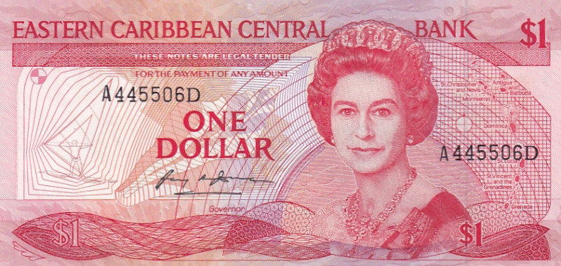 East Caribbean States, 1 Dollar, 1985/1988, UNC, p17d

Queen Elizabeth II Port...