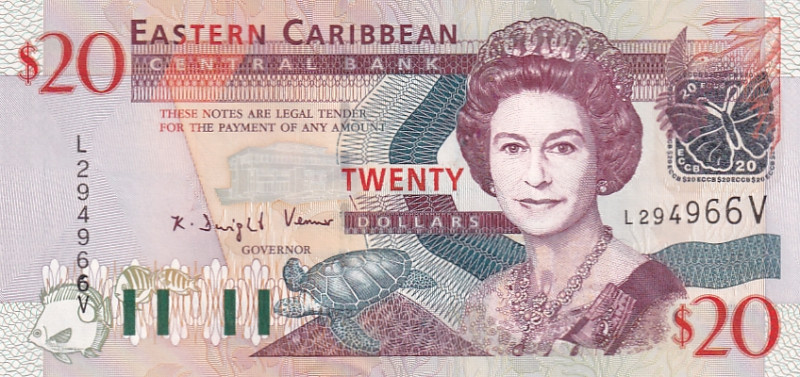 East Caribbean States, 20 Dollars, 1993, UNC, p28v

Queen Elizabeth II Portrai...