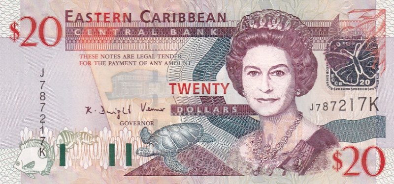 East Caribbean States, 20 Dollars, 2003, UNC, p44k

Queen Elizabeth II Portrai...