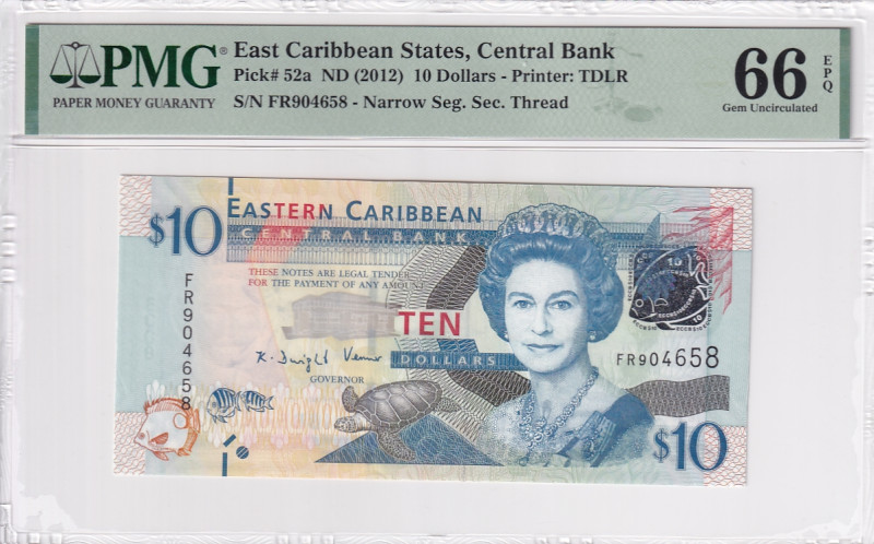 East Caribbean States, 10 Dollars, 2012, UNC, p52a

PMG 66 EPQ, Queen Elizabet...