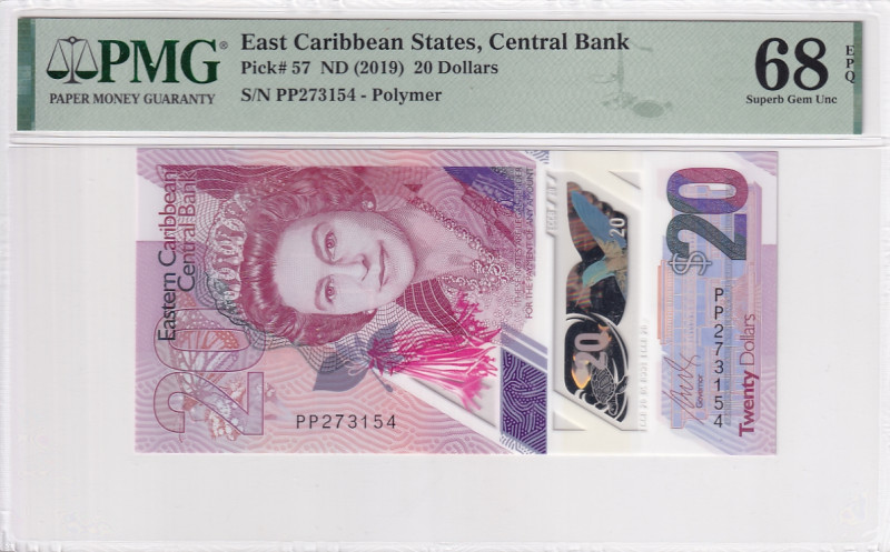 East Caribbean States, 20 Dollars, 2019, UNC, p57

PMG 68 EPQ, High Condition ...