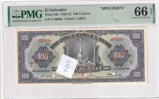 El Salvador, 100 Colones, 1942/1952, UNC, p86s, SPECIMEN