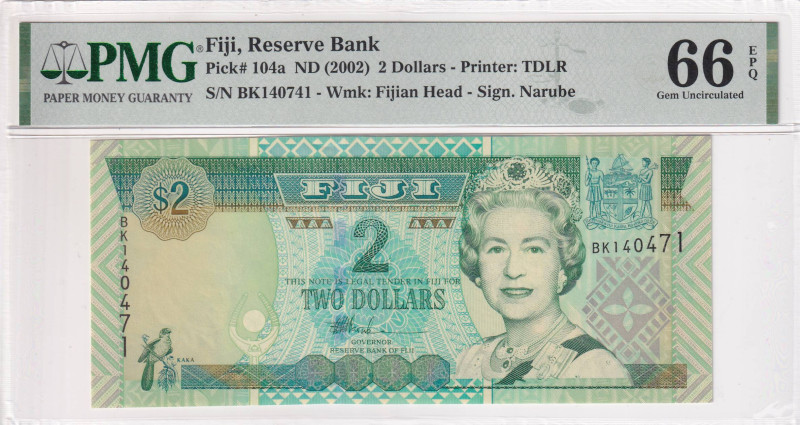 Fiji, 2 Dollars, 2002, UNC, p104a

PMG 66 EPQ, Queen Elizabeth II. Potrait

...