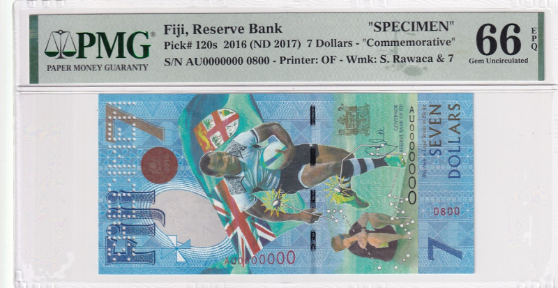 Fiji, 7 Dollars, 2017, UNC, p120s, SPECIMEN

PMG 66 EPQ

Estimate: USD 50-10...