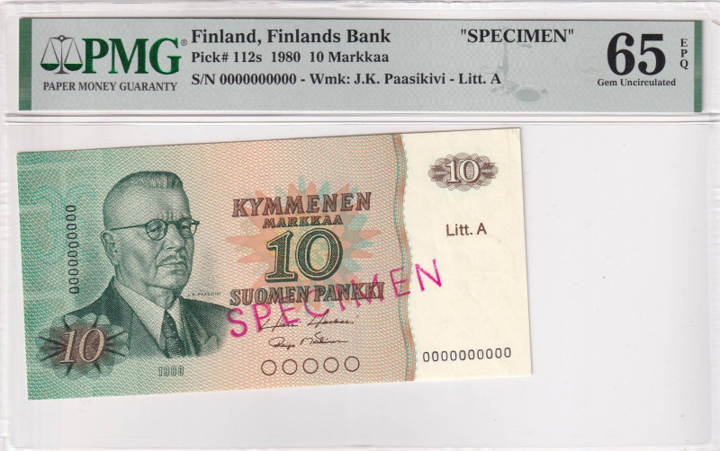 Finland, 10 Markkaa, 1980, UNC, p112s, SPECIMEN

PMG 65 EPQ

Estimate: USD 4...