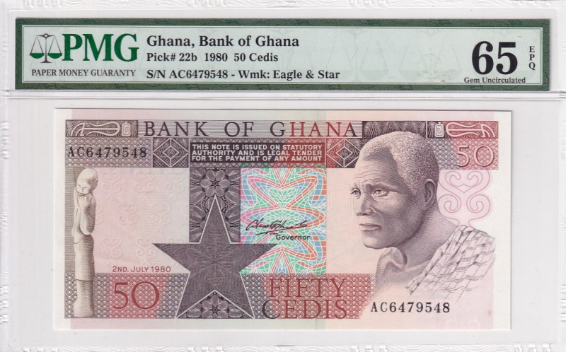 Ghana, 50 Cedis, 1980, UNC, p22b

PMG 65 EPQ

Estimate: USD 20-40