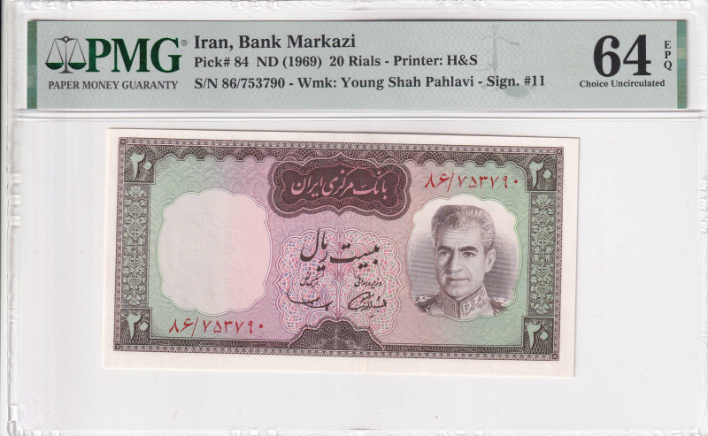 Iran, 20 Rials, 1969, UNC, p84

PMG 64 EPQ

Estimate: USD 40-80