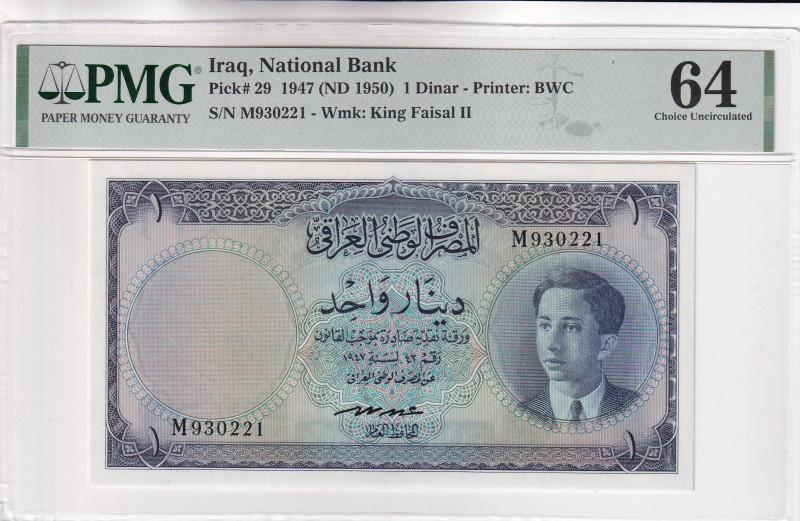 Iraq, 1 Dinar, 1950, UNC, p29

PMG 64

Estimate: USD 1.500-3.000