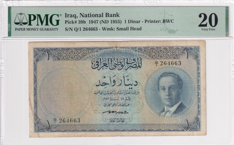 Iraq, 1 Dinar, 1955, VF, p39b

PMG 20

Estimate: USD 200-400