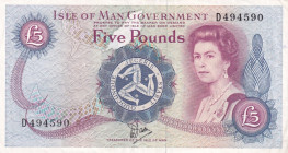 Isle of Man, 5 Pounds, 1987, XF(-), p35A