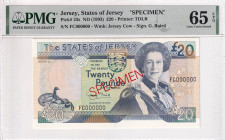 Jersey, 20 Dollars, 1993, UNC, p23s, SPECIMEN