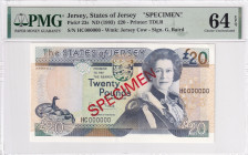 Jersey, 20 Pounds, 1993, UNC, p23s, SPECIMEN