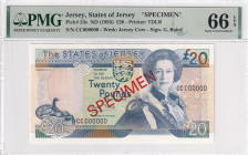 Jersey, 20 Pounds, 1993, UNC, p23s, SPECIMEN