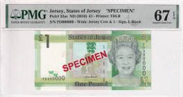 Jersey, 1 Dollar, 2010, UNC, p32as, SPECIMEN