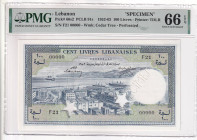 Lebanon, 100 Livres, 1952/1963, UNC, p60s2, SPECIMEN