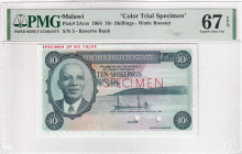 Malawi, 10 Shillings, 1964, UNC, p2Acts, SPECIMEN