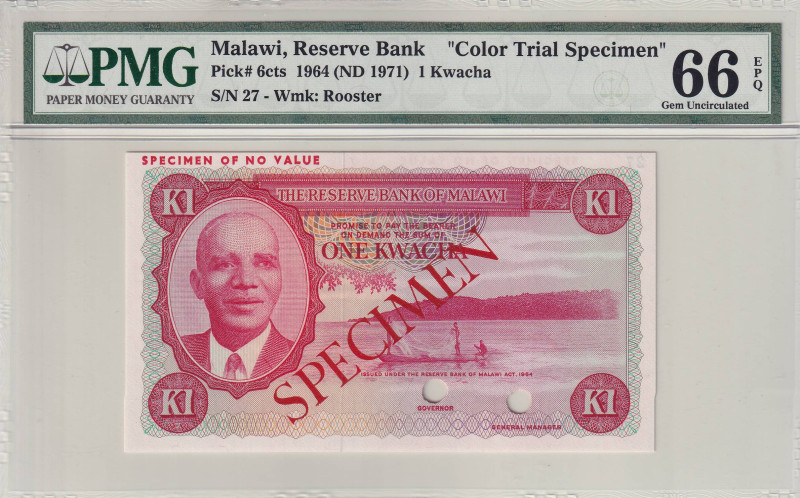 Malawi, 1 Kwacha, 1971, UNC, p6cts, SPECIMEN

PMG 66 EPQ, Color trial specimen...
