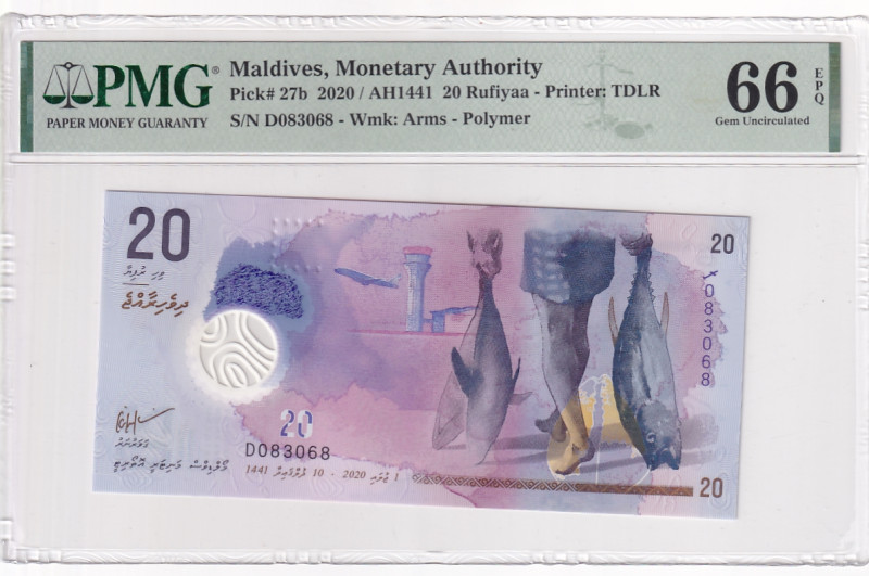 Maldives, 20 Rufiyaa, 2020, UNC, p27b

PMG 66 EPQ

Estimate: USD 25-50