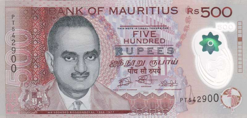 Mauritius, 500 Rupees, 2022, UNC, p66

Polymer

Estimate: USD 20-40