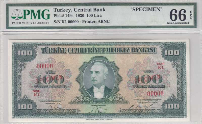 Turkey, 100 Lira, 1947, UNC, p149, 4.Emission

PMG 66 EPQ, SPECIMEN

Estimat...