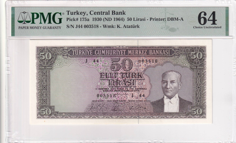 Turkey, 50 Lira, 1964, UNC, p175, 5.Emission

PMG 64

Estimate: USD 150-300