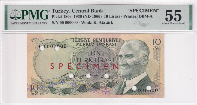 Turkey, 10 Lira, 1966, AUNC, p180s, 6.Emission

PMG 55, SPECIMEN

Estimate: ...