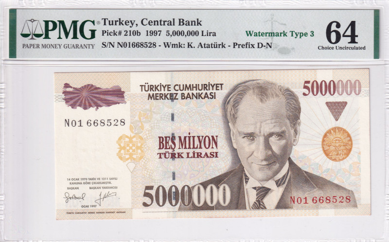 Turkey, 5.000.000 Lira, 1997, UNC, p210b, 7.Emission

PMG 64

Estimate: USD ...