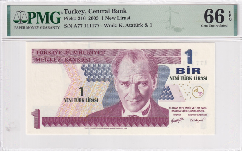 Turkey, 1 New Lira, 2005, UNC, p216, 8. Emisyon

PMG 66 EPQ, Super Radar

Es...