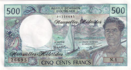 New Hebrides, 500 Francs, 1970/1981, UNC, p19c