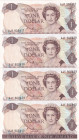 New Zealand, 1 Dollar, 1981/1992, UNC, p169b, (Total 4 consecutive banknotes)