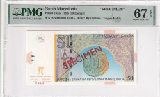 North Macedonia, 50 Denari, 1996, UNC, p15as, SPECIMEN