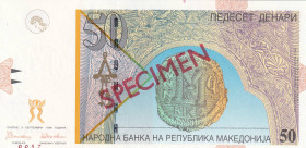 North Macedonia, 50 Denari, 1996, UNC, p15as, SPECIMEN