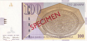 North Macedonia, 100 Denari, 1996, UNC, p16as, SPECIMEN