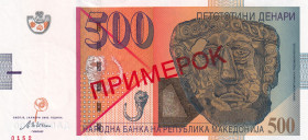 North Macedonia, 500 Denari, 2003, UNC, p21s, SPECIMEN