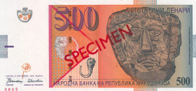 North Macedonia, 500 Denari, 2003, UNC(-), p21s, SPECIMEN