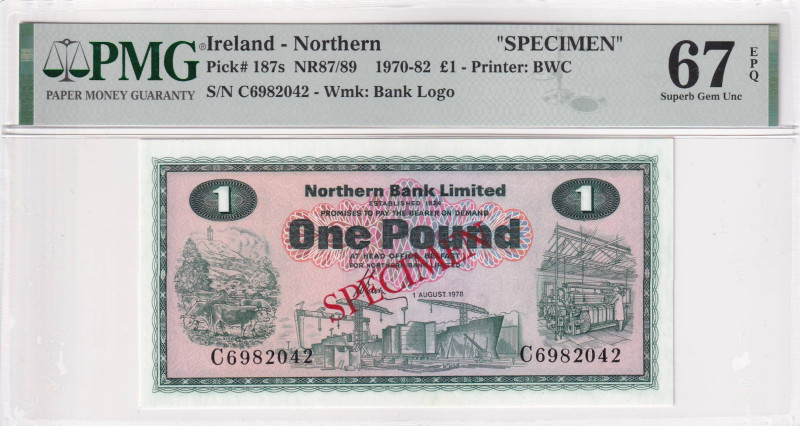 Northern Ireland, 1 Pound, 1970/1982, UNC, p187s, SPECIMEN

PMG 67 EPQ, High c...