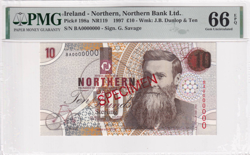 Northern Ireland, 10 Pounds, 1997, UNC, p198as, SPECIMEN

PMG 66 EPQ

Estima...