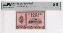 Norway, 2 Kroner, 1940/1945, AUNC, p16a1